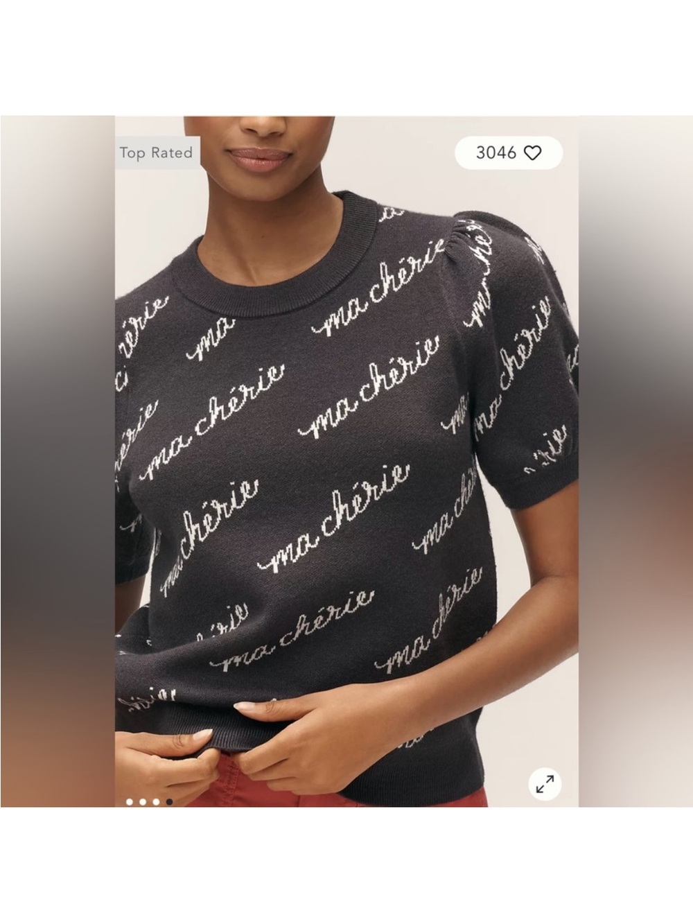 NWT Maeve Maxine Puff Sleeve Sweater Tee Ma Cherie XS